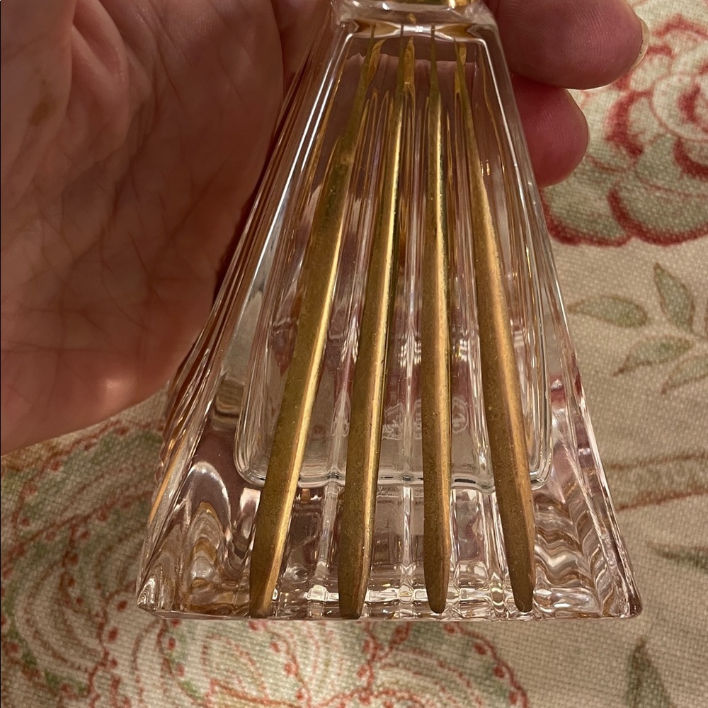Royal Gallery Lead Crystal Glass Perfume with Topper and Striated Gold Accents - Picture 11 of 13